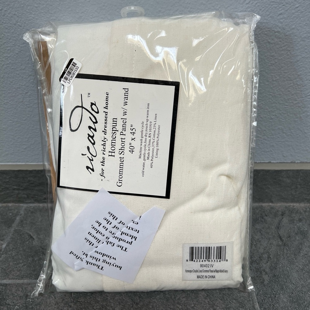 Ricardo Homespun Grommet Short Curtain Panel With Wand‎ 40” x 45”